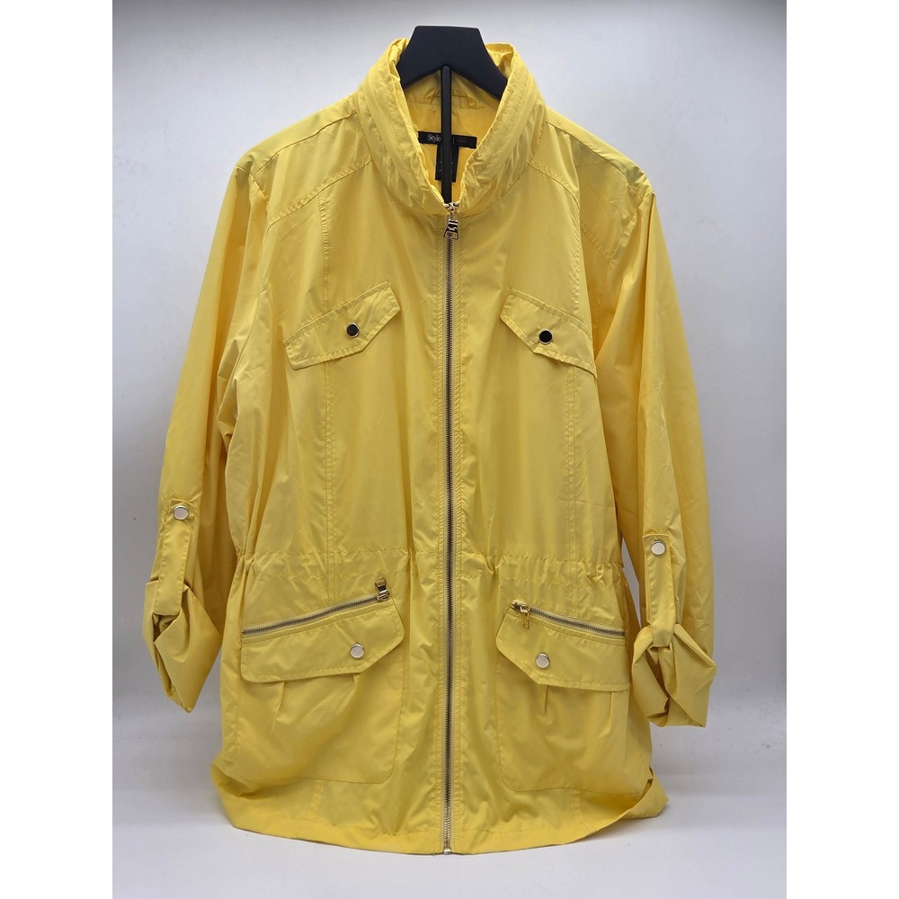 Style & Co. Sport Yellow Utility Jacket Size XL Zip Front 101-908